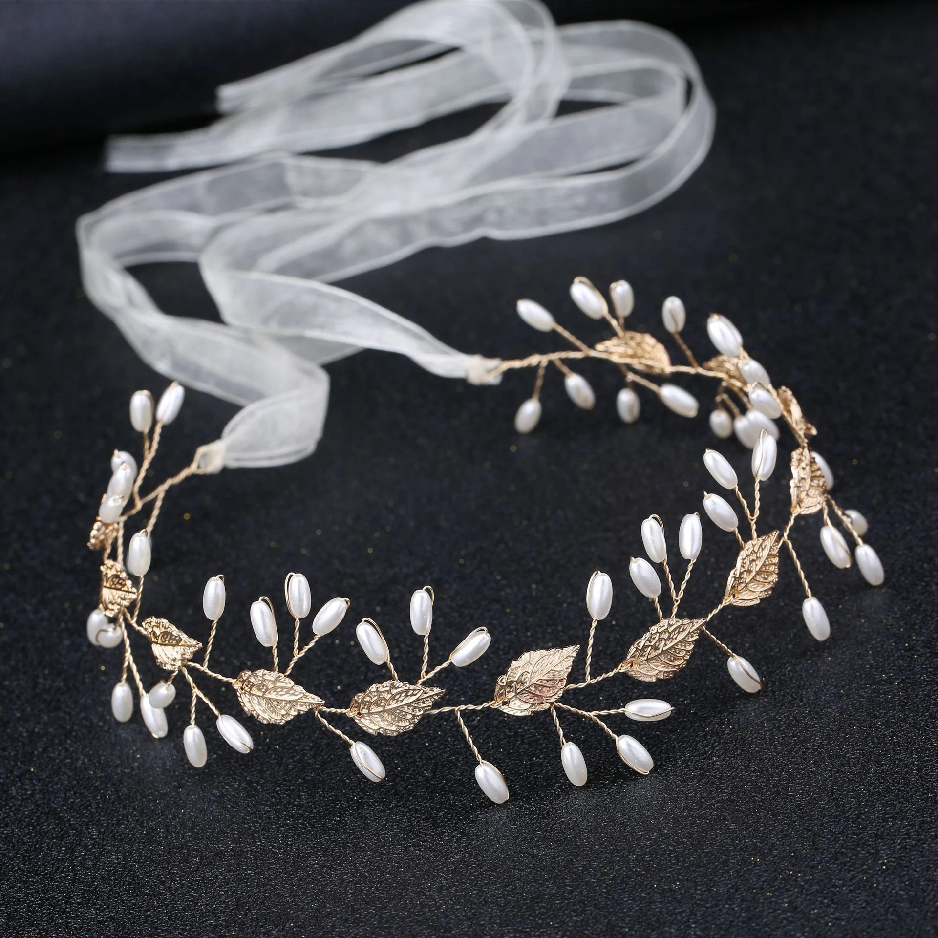 Diademas de hojas de diosa griega, accesorios para el cabello de Metal para corona de compromiso elegante, diadema de perlas|Joyería para el cabello| - AliExpress