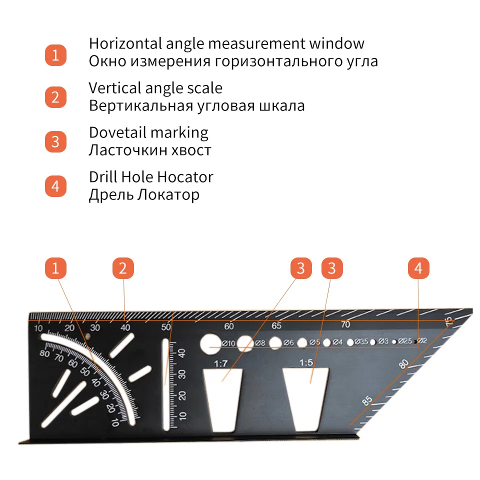 Многофункциональный квадратный угол линейка инструмент профессиональные Плотницкие Инструменты ласточкин хвост маркер Деревообрабатывающие инструменты Lineaal Metaal