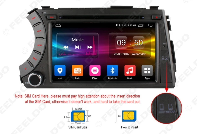 Sale FEELDO 7" inch Android 6.0 (64bit) DDR3 2G/16G/4G LTE Quad Core Car DVD GPS Radio Head Unit For SsangYong Kyron Actyon (05~13) 17