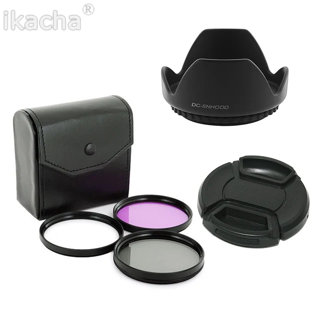 55mm UV CPL FLD Filter Set + Petal Flower Lens Hood + Front Lens Cap
