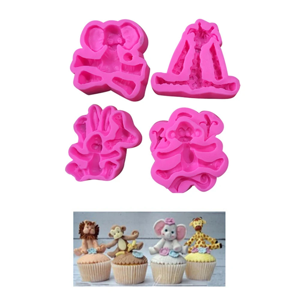 

Bunny Elephant Silicone Moulds Fondant Cake Molds Cupcake Tools Monkey Animal Chocolate Mold Confeitaria Kitchen Accessories