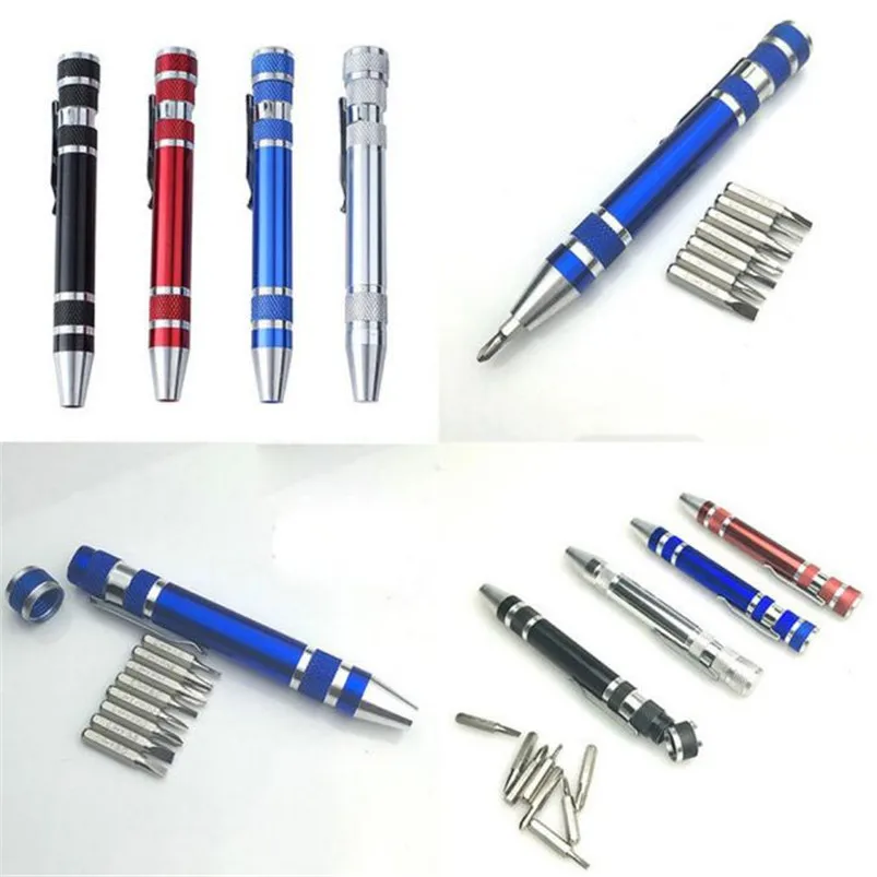 8 In 1 Pocket Precision Screwdriver Bit Set Torx Star Phillips Repair Tool Kit Screwdriver Set Herramientas 40JY214