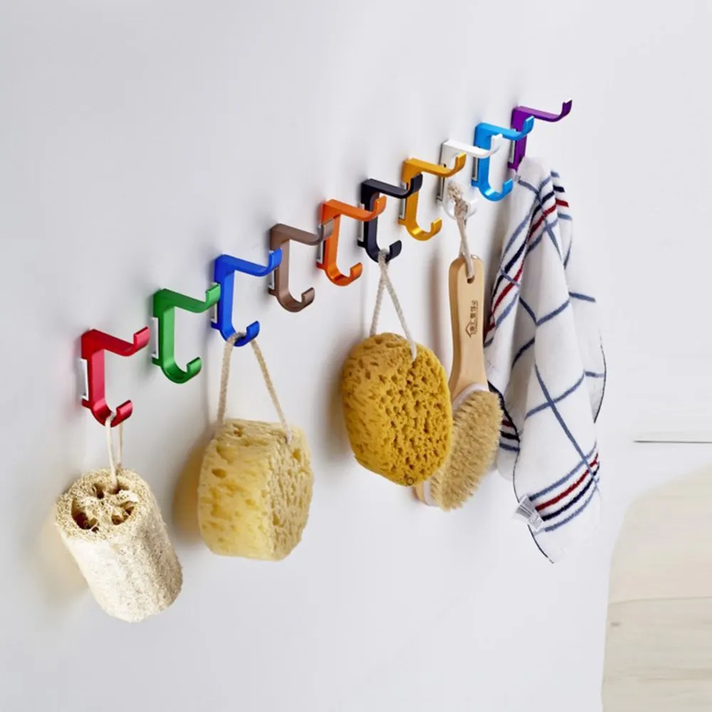 Space Aluminum Colored Single Hook with screws Hook Towel Coat Clothes