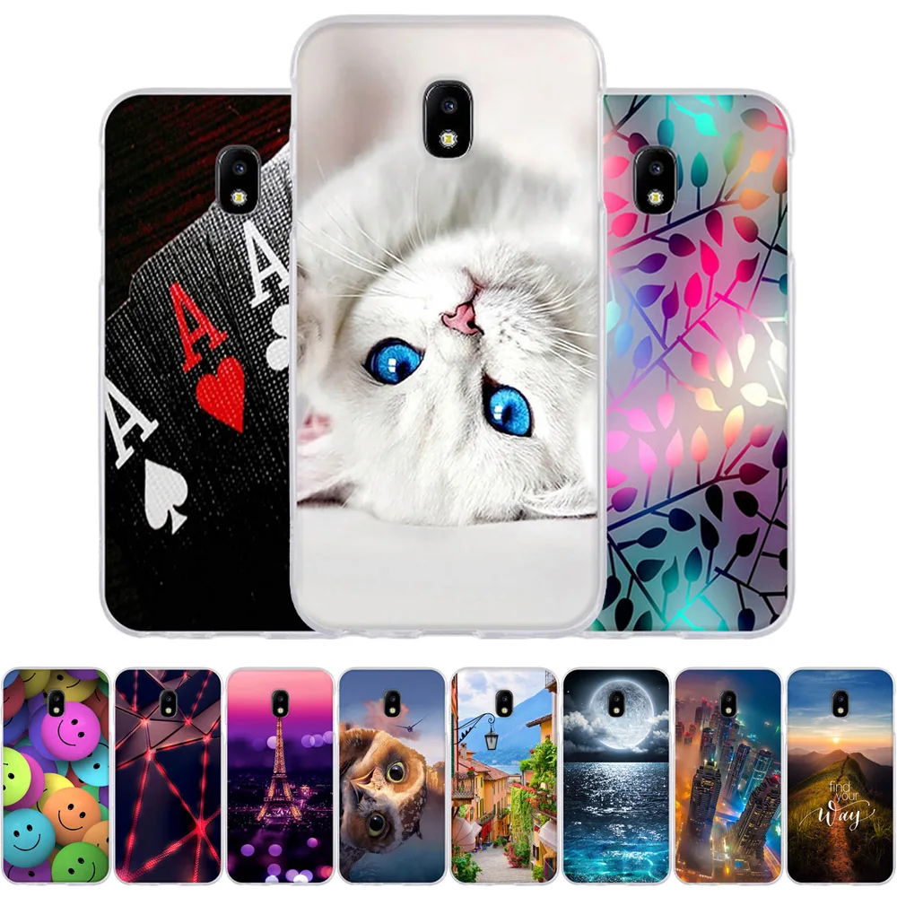 Для Samsung Galaxy J3 2017 чехол SM-J330F Мягкий Силиконовый ТПУ задняя крышка 3D милый кот