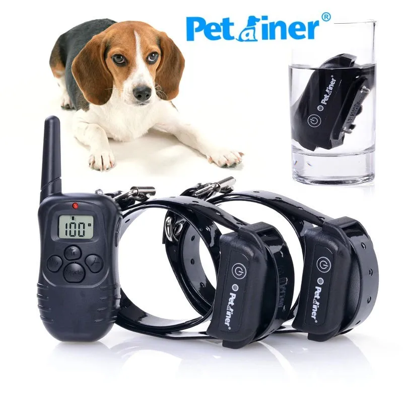 

PETRAINER Pet Dog Training Collar 100% Waterproof Rechargeable LCD Electronic Shock Electric Pet Trainer PET998DB 2dog