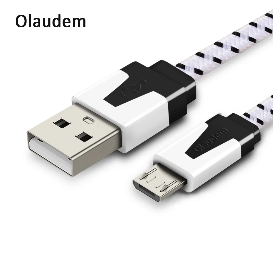 Olaudem кабель для мобильного телефона USB Micro нейлоновый Плетеный плоский samsung Android