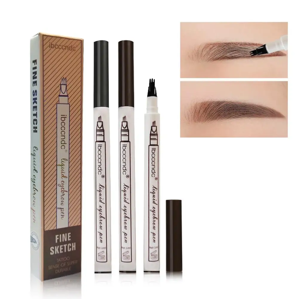 

40# Natural Eyebrow Tattoo Liquid Pencil with Three Tips Waterproof Brow Applicator Eye Cosmetics Eyebrow Pencil