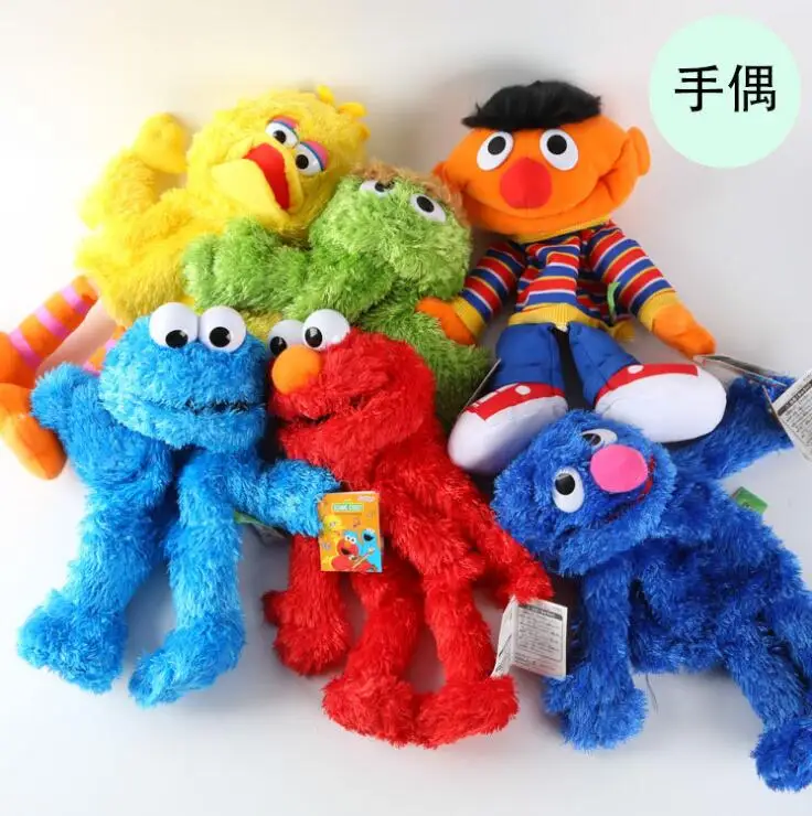

1pcs Sesame Street Elmo plush toy Clastic Hand puppet plush toys game early education toys height 35cm WJ01