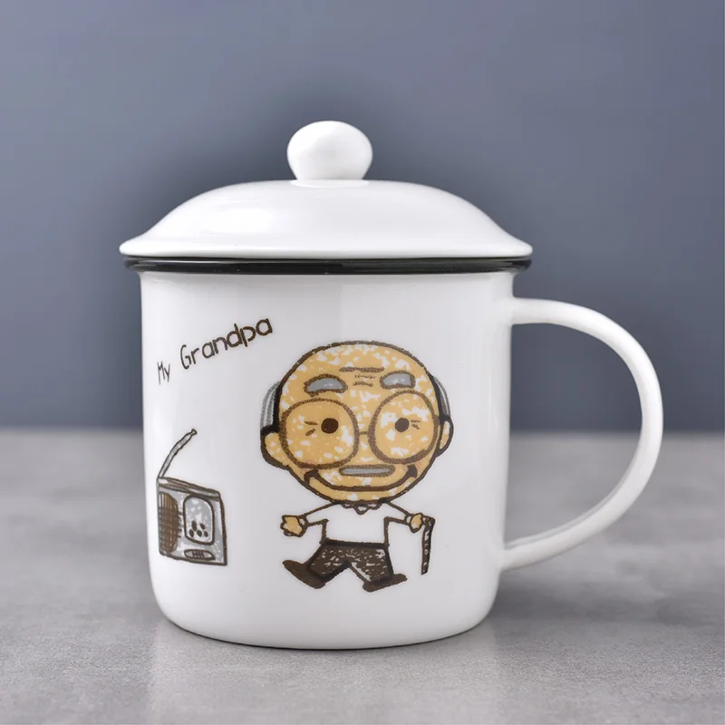 Retro Nostalgic Coffee Cup Enamel color Ceramic Mugs Tea Milk Mug with