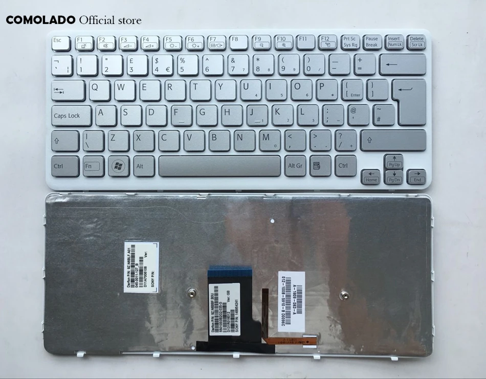 Британская клавиатура для SONY VPC-CA CA26EC CA27EC CA28EC CA CA2S1C CA2S2C CA2S3C Серебристая с рамкой
