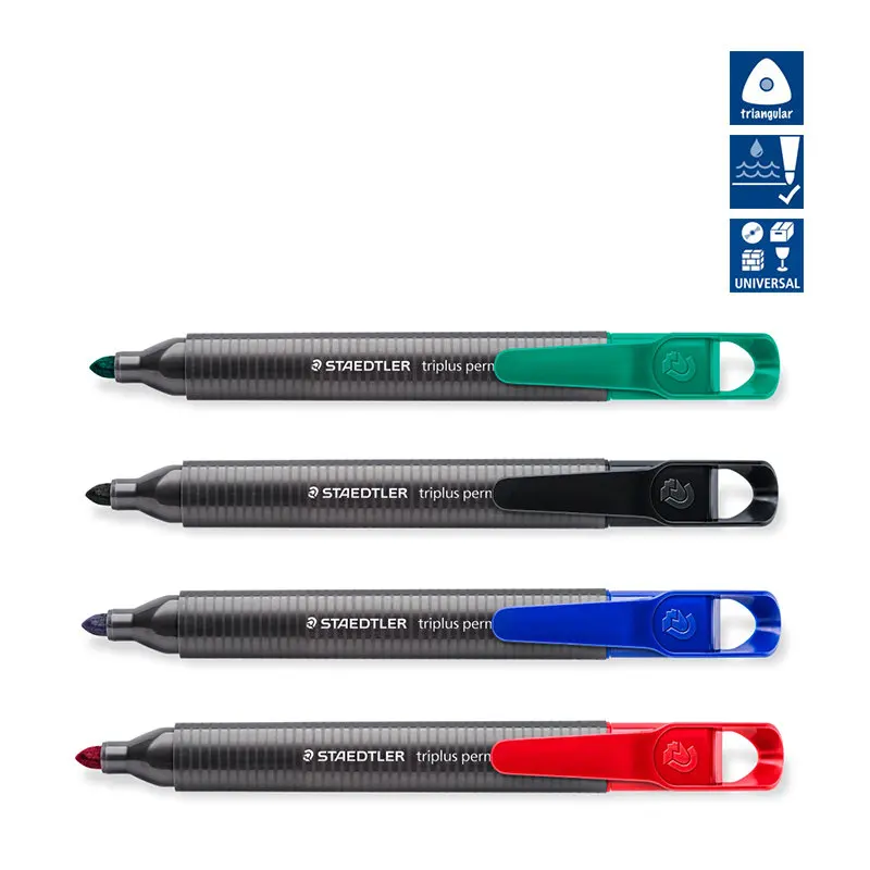 4 шт. Staedtler 3552 Triplus ermanent маркер 2 0 мм синий/черный/красный/зеленый цвет для офиса и