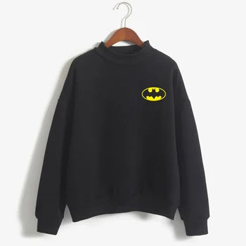 

Korean Kawaii Cartoon Harajuku Winter Autumn Batman Pattern Women Hoodies Sweatshirts Moletom Feminino Thick Pullovers