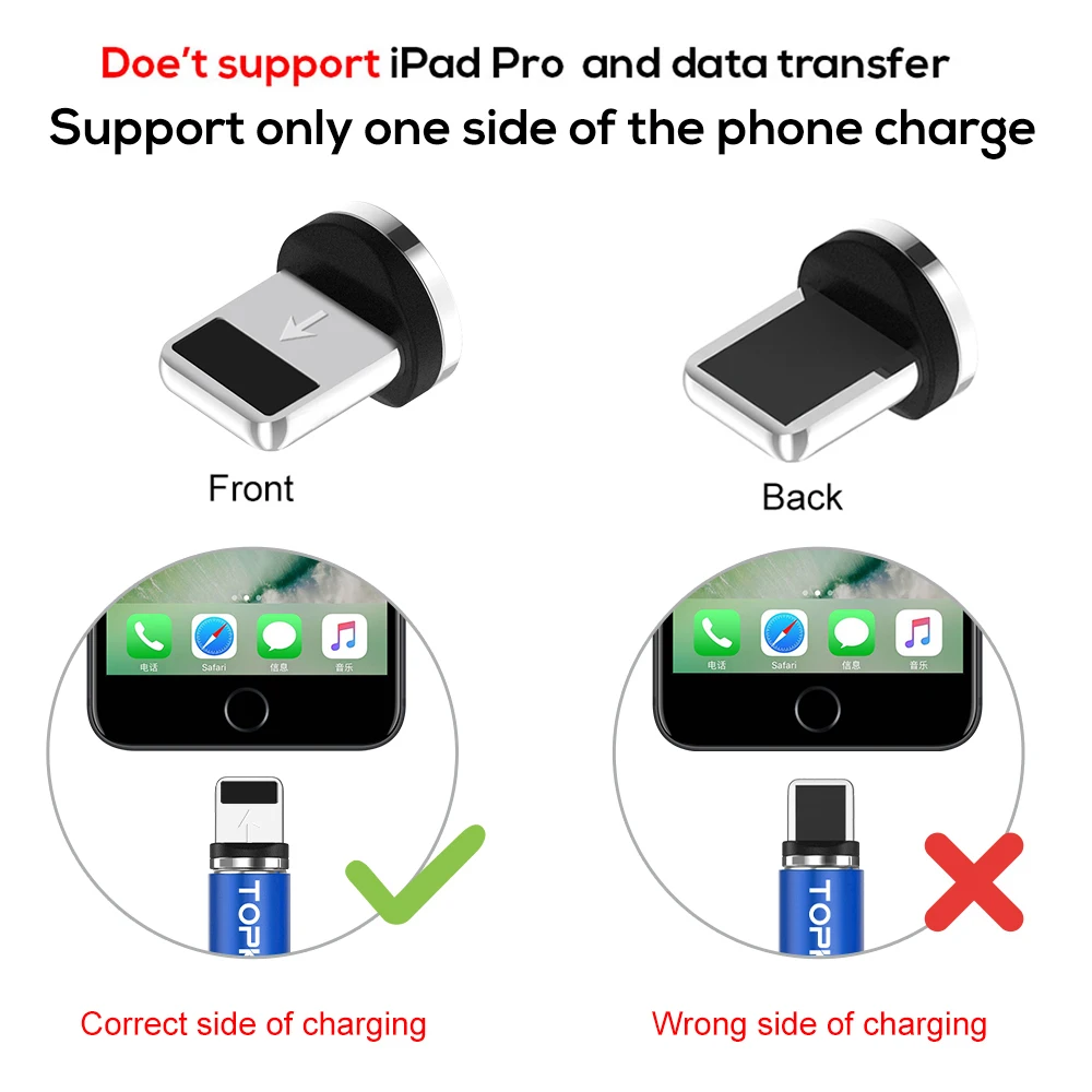TOPK R-Line3 LED magnético Cable para iPhone 7 6X8 SE iPad de Nylon trenzado de Cable USB a Micro USB y USB cable de tipo C para Samsung Xiaomi