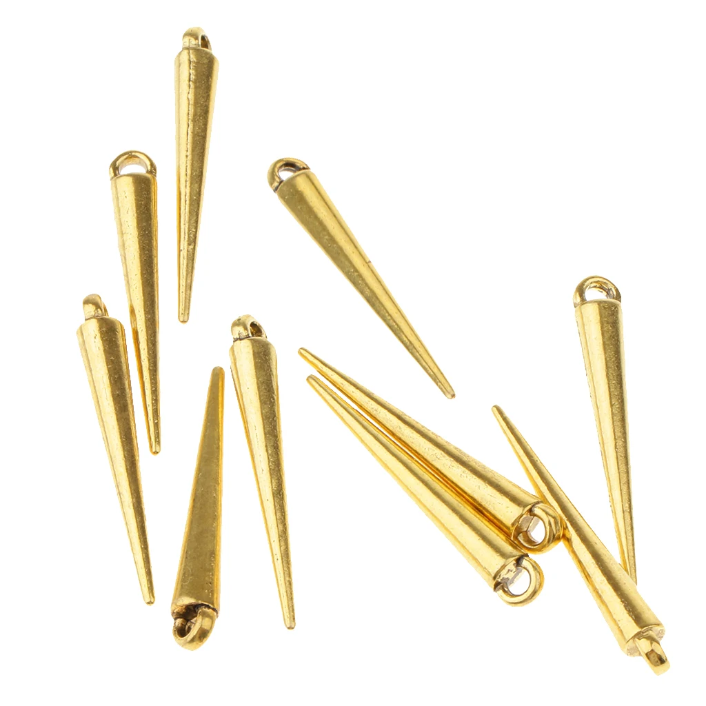 10 Pieces Cone Shape Metal Pendant Beads 34mm for Earring Necklace DIY Keyring Jewelry Findings Punk Style