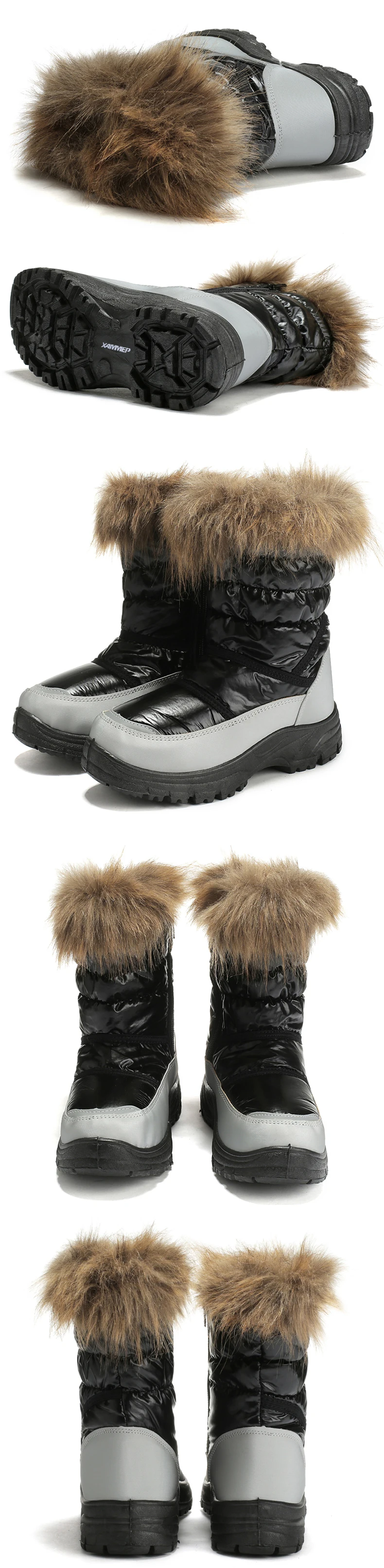 Женская зимняя обувь; Брендовая женская обувь; ботинки до середины икры; женские зимние ботинки; теплая плюшевая обувь высокого качества; большие размеры; Xammep