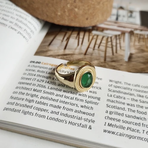 925 пробы Серебряное Золотое кольцо простое дикое овальное кольцо с зеленым природным камнем камень для мая изумруд ювелирные изделия кольца, подарок на день рождения - Цвет камня: adjustable