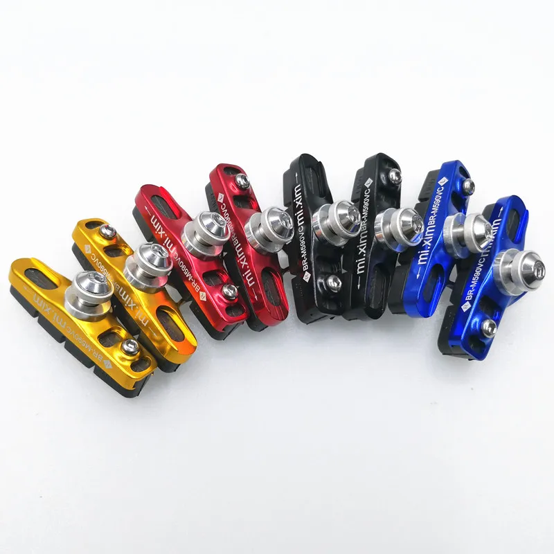 1PairMTBRoadBicycleBikeCyclingVBrakePadsHolderRubberBlocksC