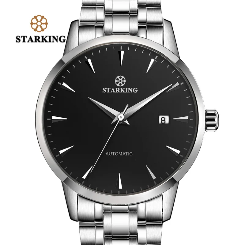 STARKING, автоматические мужские часы, AM0184, нержавеющая сталь, простые черные часы, 28800 Beats Movt, сапфировое стекло, наручные часы, водонепроницаемые
