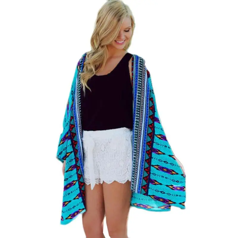 

Ethnic Floral Printing Shirts Women Fashion 2019 Summer Chiffon Blouse Women's Casual Kimono Cardigan Jacket Girl Beach Tops #Z