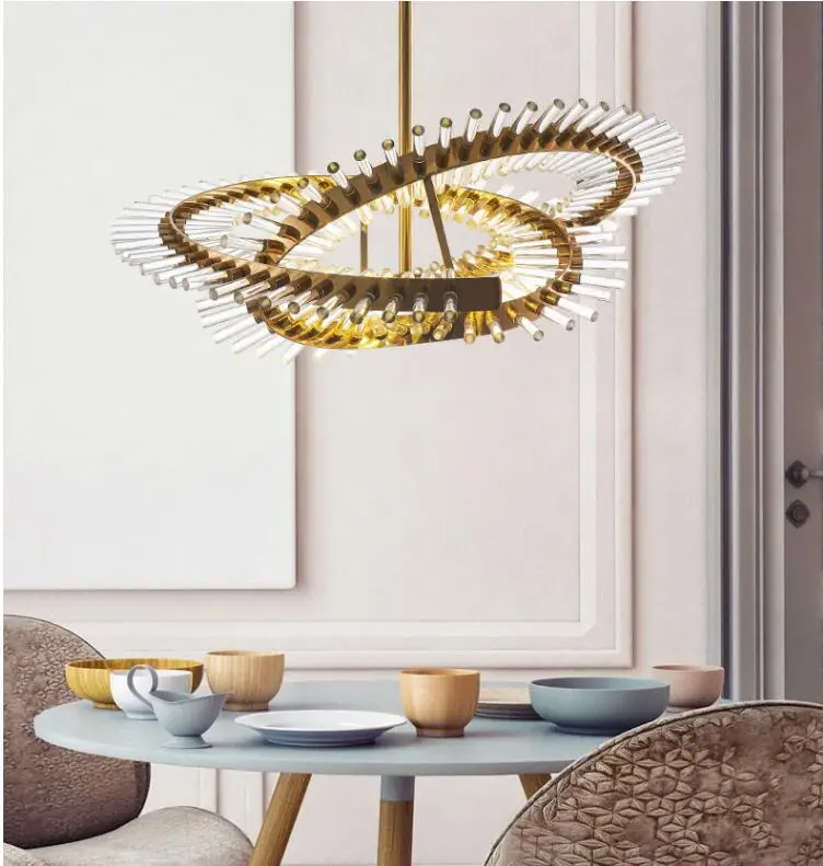 Современная роскошная хрустальная люстра для ресторана, круглая вилла, дуплексный строительный светодиодный светильник, дизайнерская выставочная лампа для гостиной