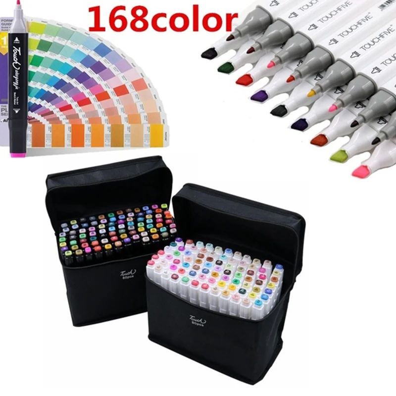 

TOUCHFIVE 168 Colors Alcohol Based Pen Marker Set Dual Head Sketch Markers Brush Pen For Draw Manga Animation Design School Art