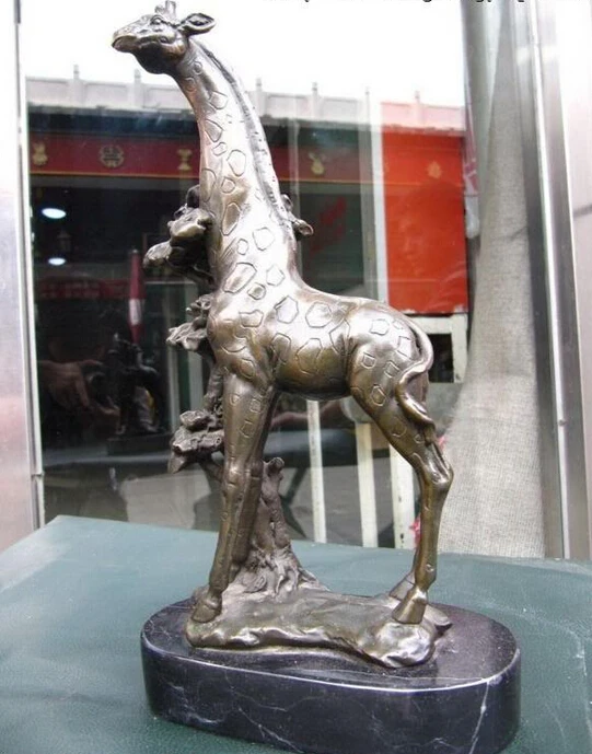 

wholesale factory 11 Africa Pure Bronze Copper Carved animal giraffe Deer Art sculpture statue
