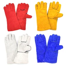 1 пара перчатки сварщика корова спилок завод садоводство Сварка дровяная плита рабочие перчатки термостойкие