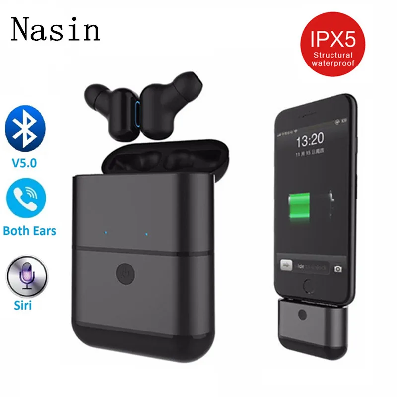 Beste Nasin X2 Vier Kleur Binaural Bluetooth 5.0 Headset Draadloze Kleine Onzichtbare Mini Ear Plug met opladen voor xiaomi iphone huawei