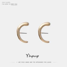 Yhpup, трендовые минималистичные серьги-гвоздики из цинкового сплава, золотые Винтажные серьги, женские вечерние ювелирные изделия для офиса