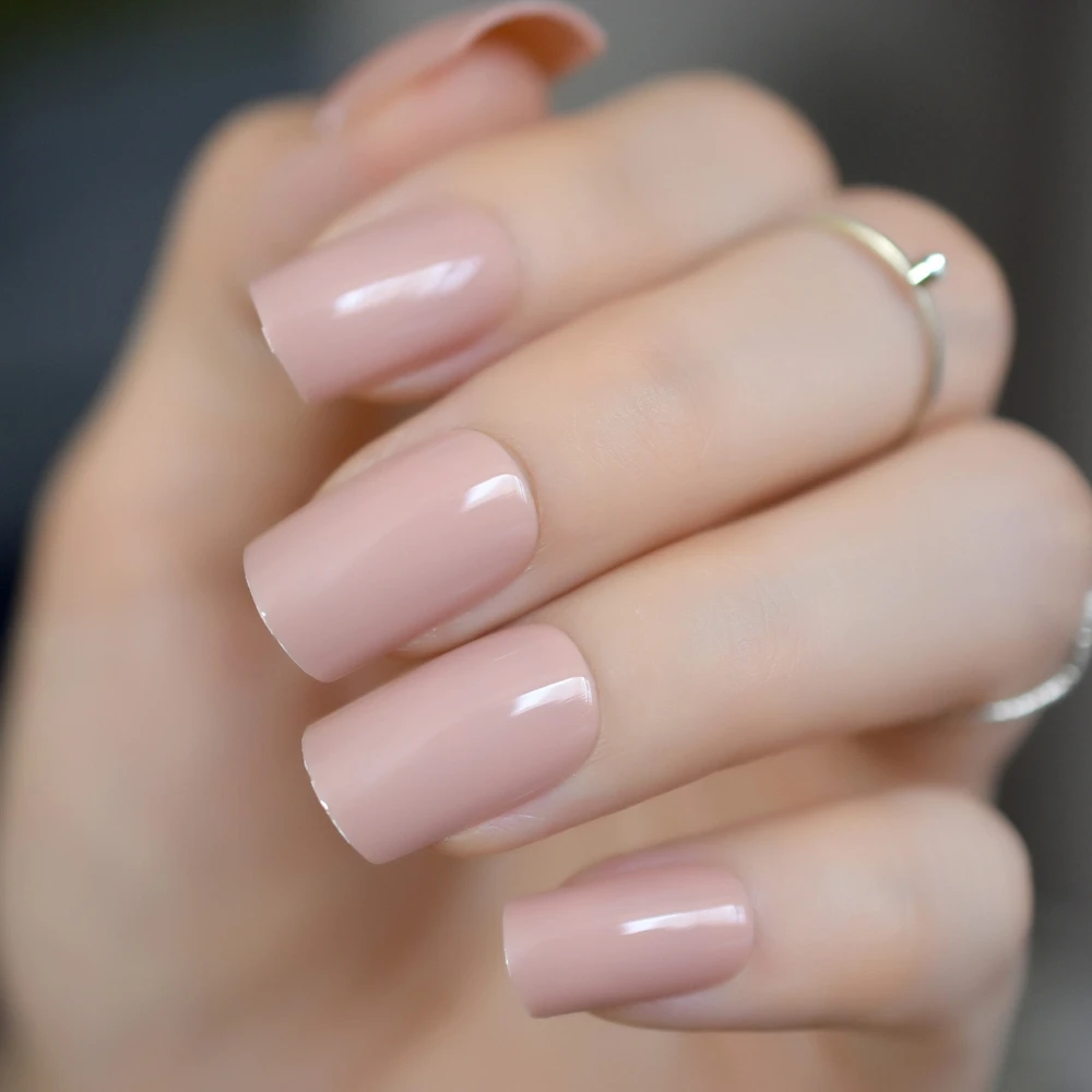 

Shiny Nature False Nails Pure Nude Candy Color Medium Full Salon Fake Acrylic Nail Tips Decoration DIY Finger Faux Ongles 205M