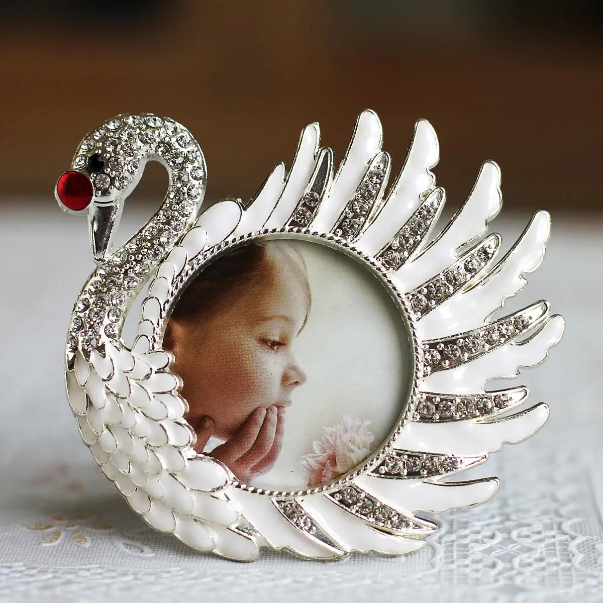 Beautiful swan photo frame baby photo frame diamond picture frame home