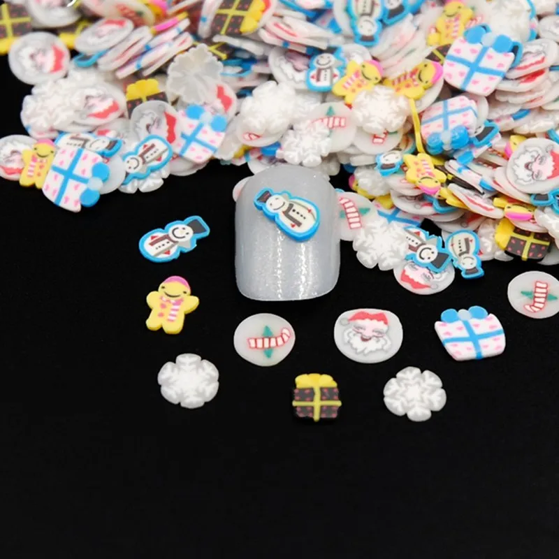  High Quality Snowman Santa Christmas Slice Polymer Clay Tiny Fimo Nail Art Rhinestone 3D Charm DIY 