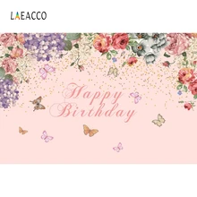 Laeacco Butterfly Flower Baby Birthday Photography Backgrounds Customized Photocall Photographic Backdrops for Photo Studio
