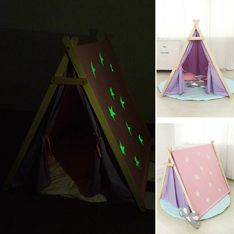 

Children's Tent Night Star Game House Factory Direct Selling Available Playhouse for Kids Triangle Foldable Baby Beach Tent