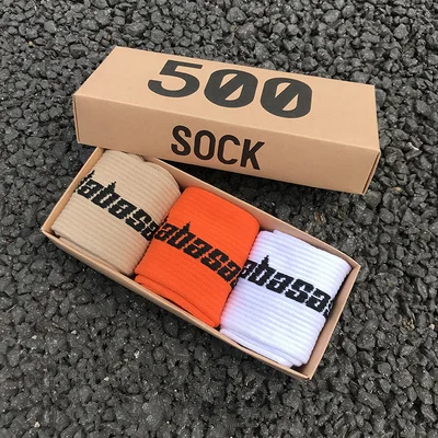 3 пар/кор. модные 500 стильные мужские уличные носки в европейском стиле хип-хоп, мужские и женские индивидуальные носки - Цвет: yellow orange white