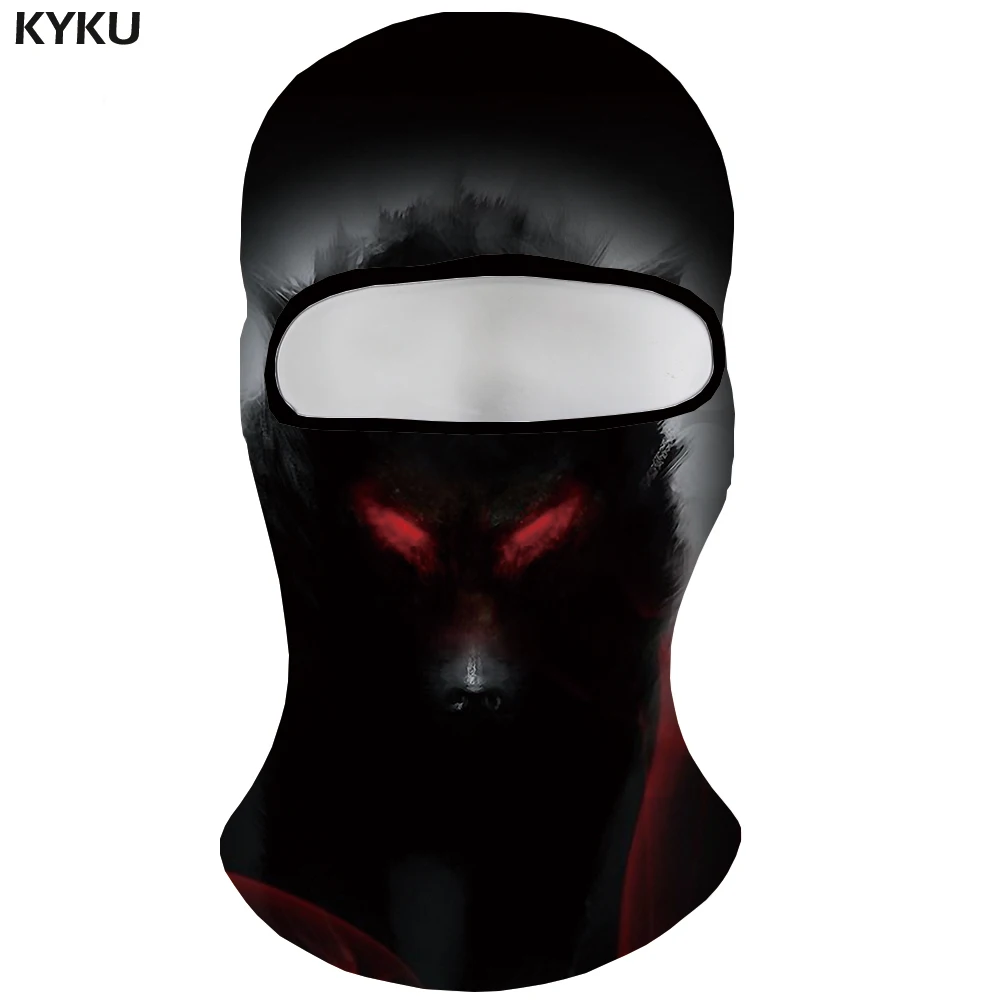 KYKU волк Skullies шапочки мужские черные Лыжная Шапка крови 3d печатных шапочка животного Casquette велосипед Маска Шапки Для мужчин s шапочки