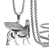 Assyrian lamassu A edu Human-headed winged bull Mens Womens Stainless Steel Pendant Necklace Chain Elfasio Jewelry 1