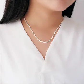 

Letters Smile Vintage Necklaces & Pendants Real 925 Sterling Silver Necklace For Women Fine Jewelry Simple High Quality Flyleaf