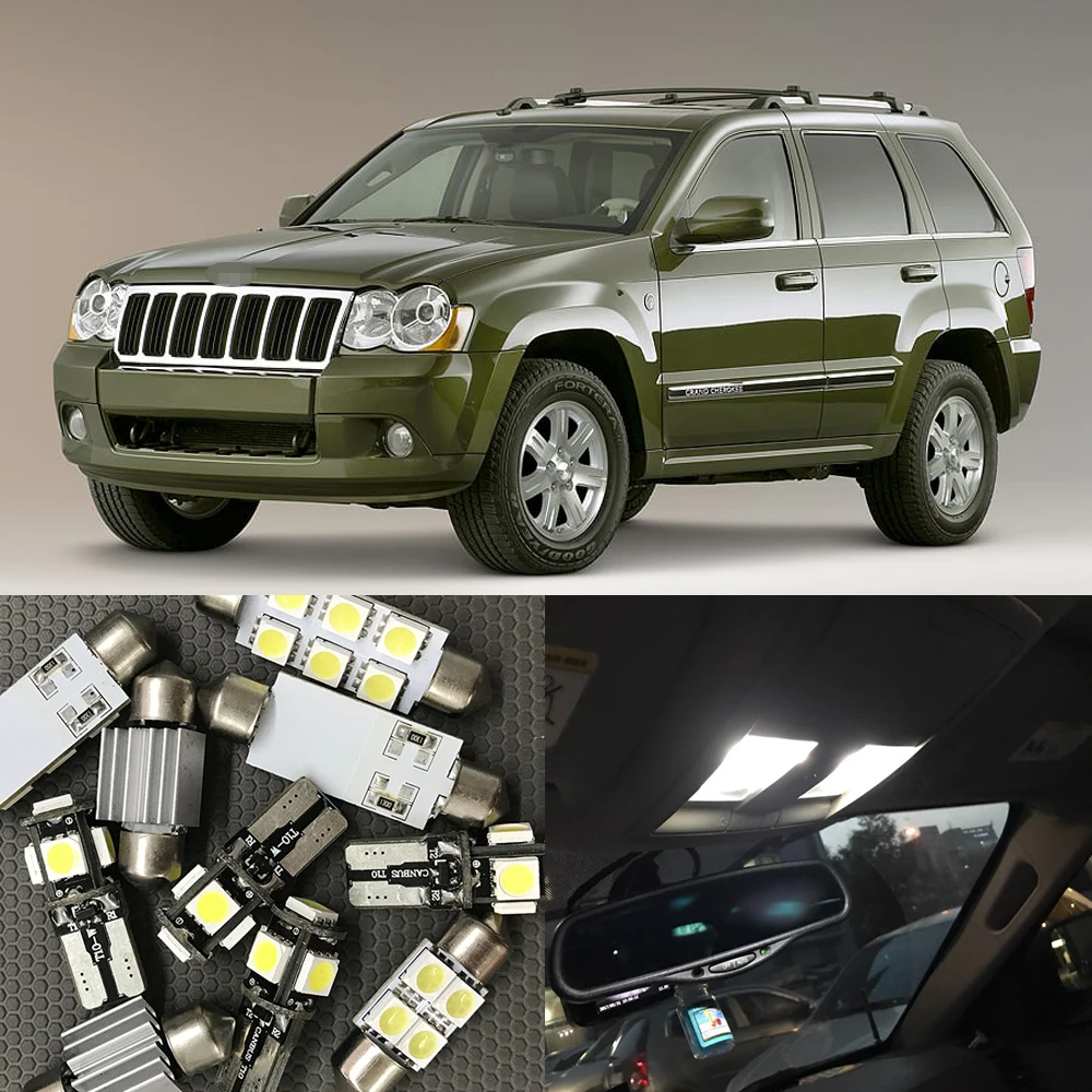 

12x White Error Free LED Interior Light Kit for 2005-2010 Jeep Grand Cherokee accessories Map Dome Trunk License Plate Light