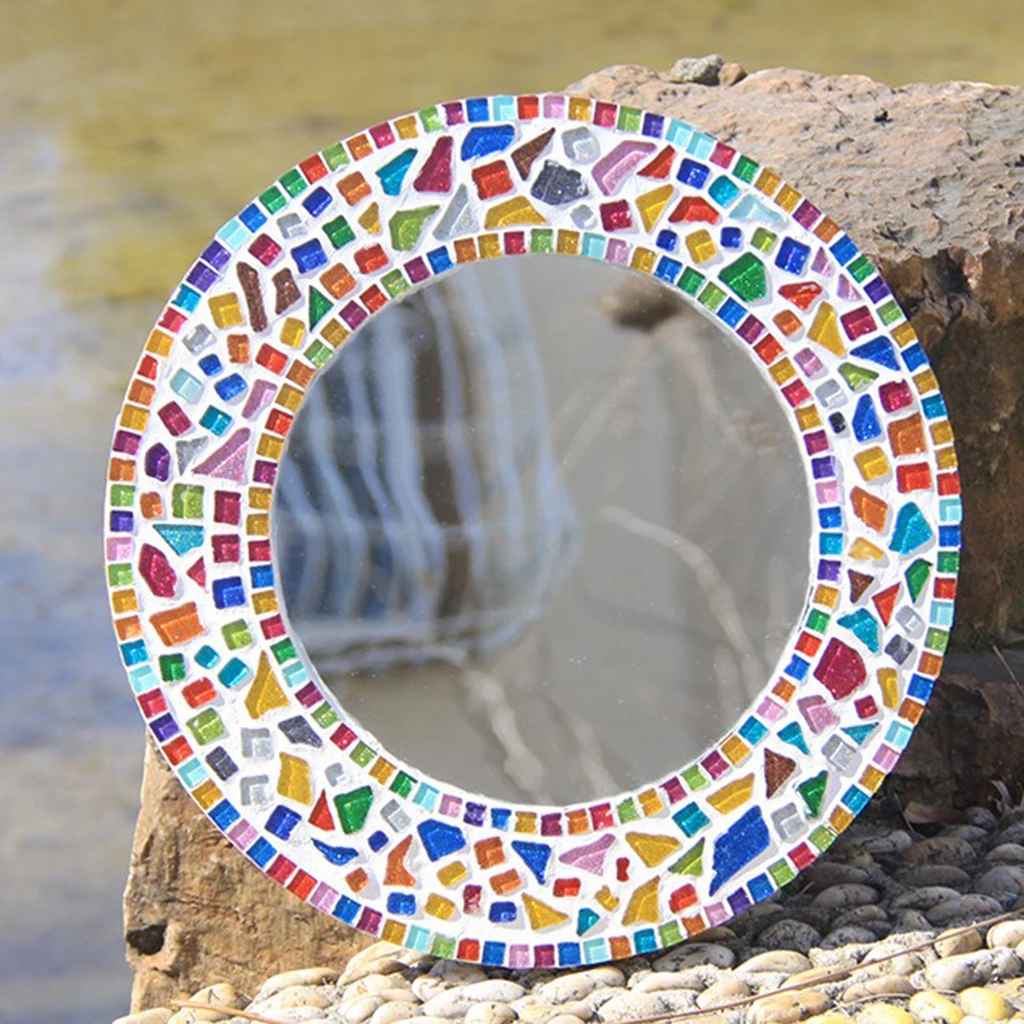 500pcs Vitreous Glass Mosaic Tiles for Mosaic Making Kids Crafts Red Yellow