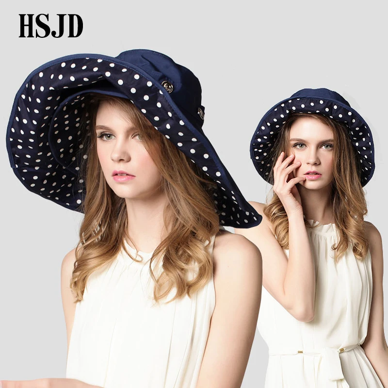 

Ladies Summer New Detachable Large Wide Brim Foldable Sun Hat Cotton Breathable Multifunction anti-UV Beach hat Women Travel Cap
