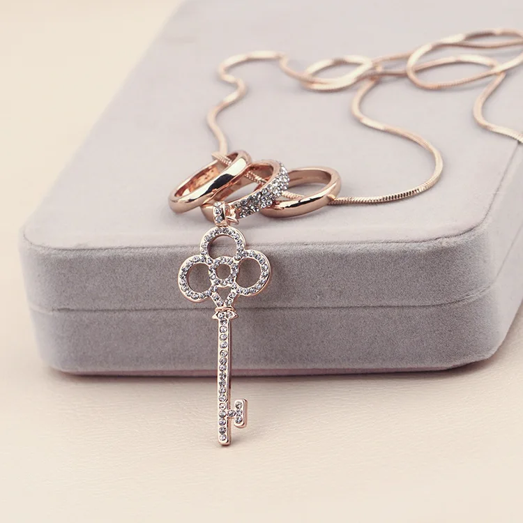 BYSPT хрустальный ключ ожерелья для женщин модные золотые/серебряные цепочки ожерелья и подвески Colar известная марка ювелирных изделий