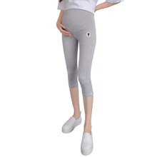 Трикотажные леггинсы из модала для беременных женщин; укороченные брюки под брюки; Леггинсы для беременных с высокой талией; эластичные Капри