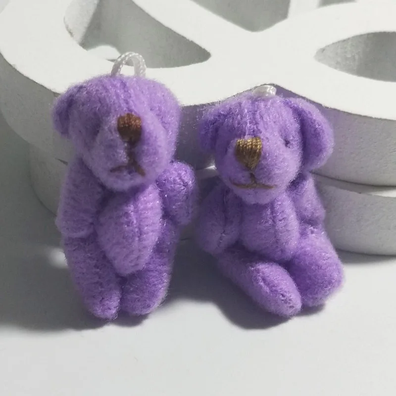 Оптом мини-традиционные мягкие Мишка 3.5 см партии Сумки/подарок/свадьбы пользу/Baby Shower 7 видов цветов 100 шт - Высота: purple