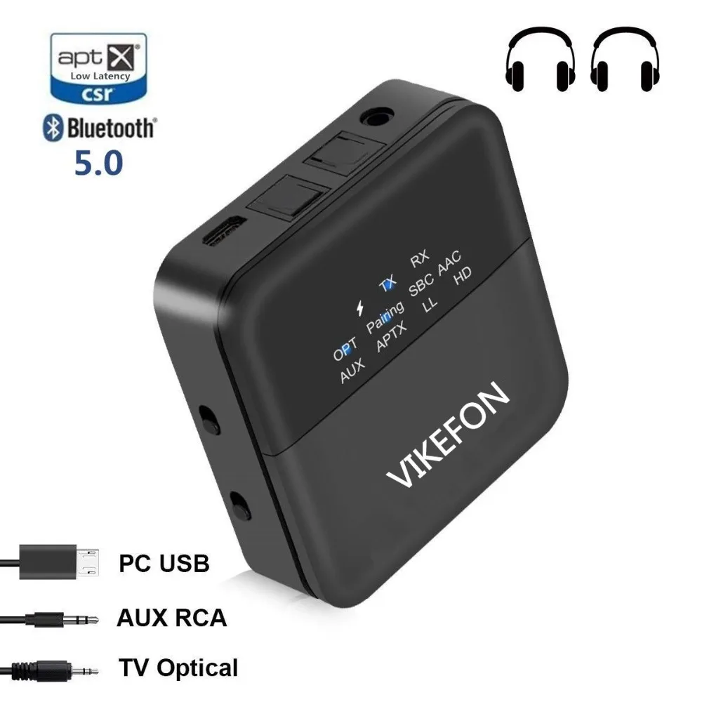 

Bluetooth 5.0 Audio Transmitter Receiver & AUTO ON Adapter for TV/Car SPDIF/3.5mm & Display Screen aptX HD, aptX LL, Low Latency