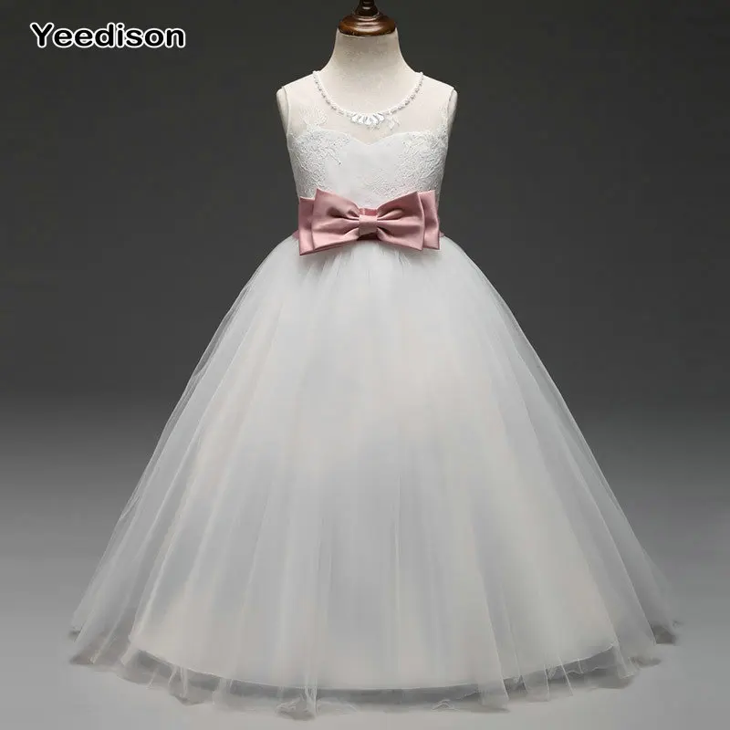 

Yeedison 2018 New Arrival Lace Flower Girls Princess Dress O Neck Sleeveless Long Girls Dress Pageant Summer Girls Clothing