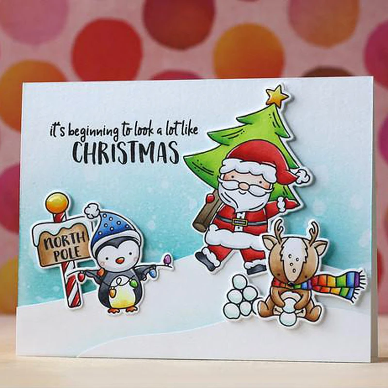 

Santa's Wonderland Transparent Clear Silicone Stamp Set for DIY Scrapbooking/Photo Album Card Making Decorative Clear Stamps 4x6