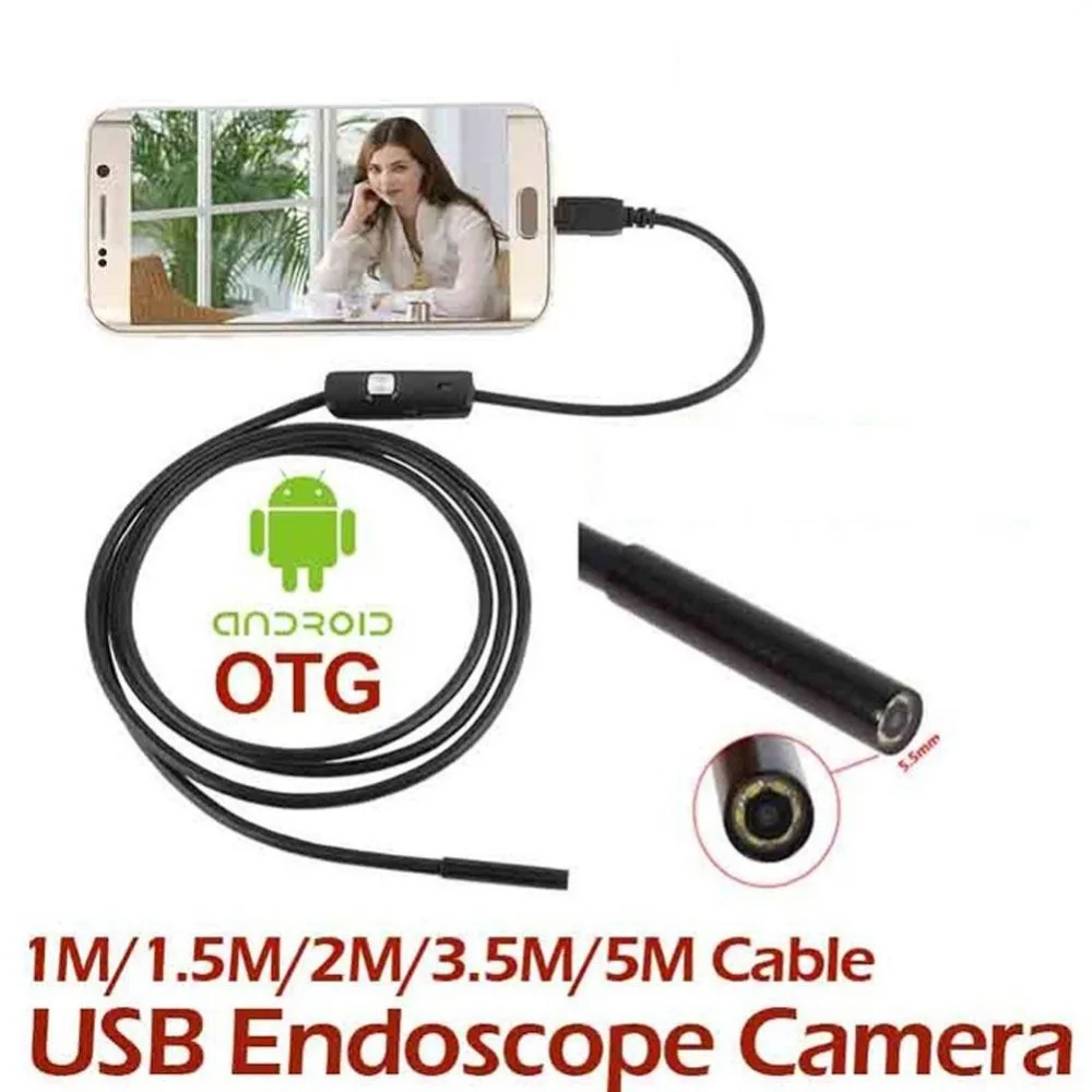 Gizcam 1/1. 5/2/3,5 m OTG Android эндоскоп осмотр USB бороскоп светодиодный мини-камера прицел автомобильный эндоскоп для смартфона