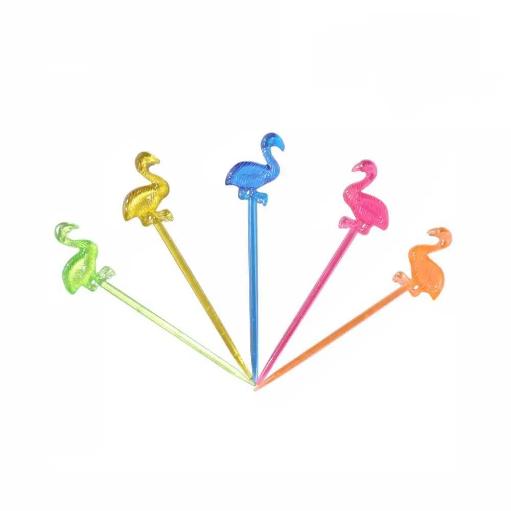 50 шт красочные фламинго палочки для салата фрукты вилка украшение торта десерт