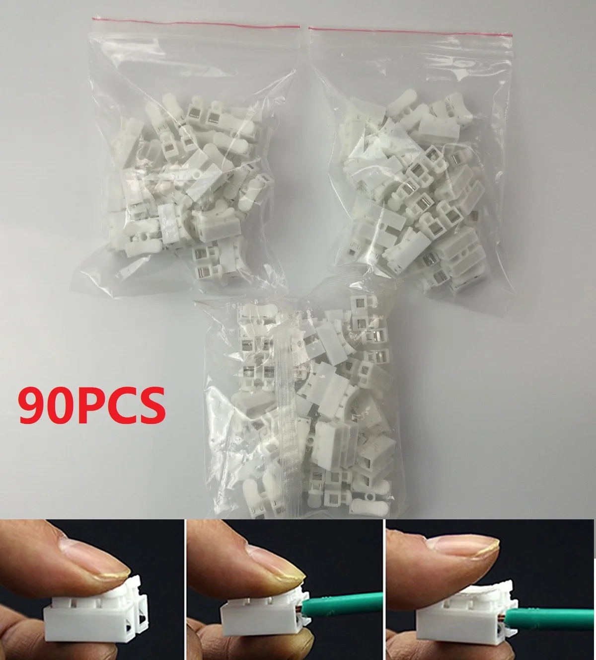 90pcs/set New Electrical 2Pins Cable Connectors CH2 Quick Splice Lock Wire Terminals